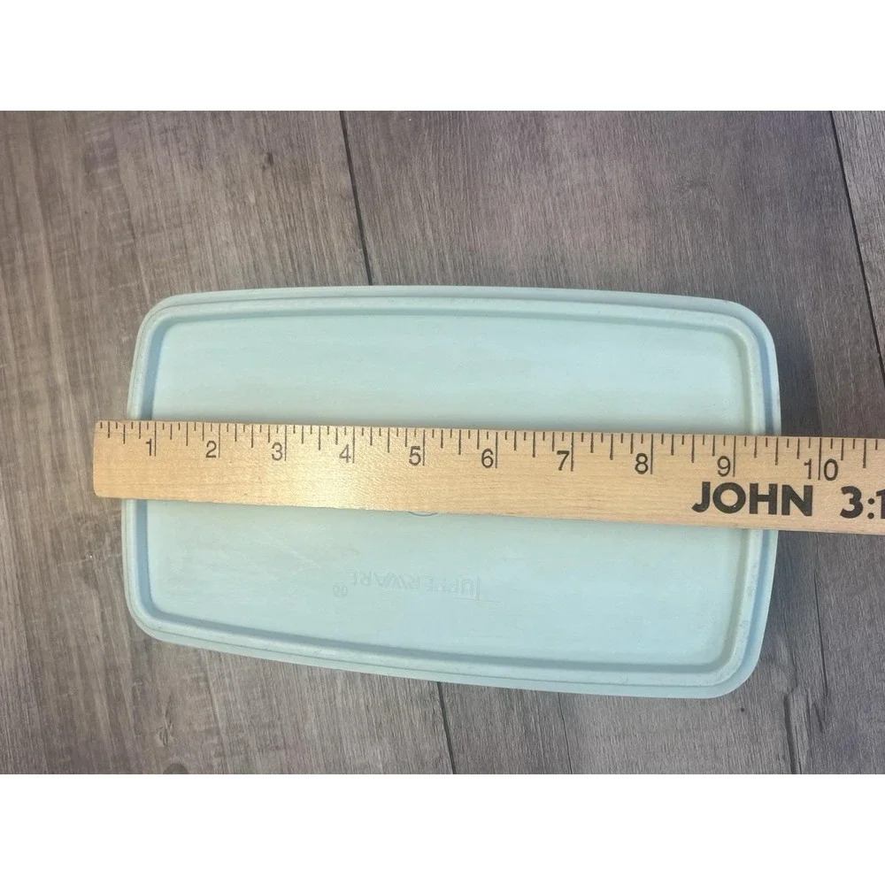 Vintage Tupperware  Sheer Deli Meat Keeper Aqua Blue Lid Slim Rectangle